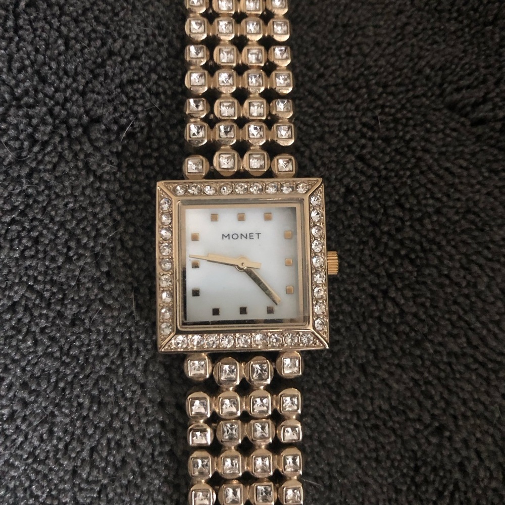 Vintage Monet Watch Mother Of Pearl Face - Picture 3 of 8